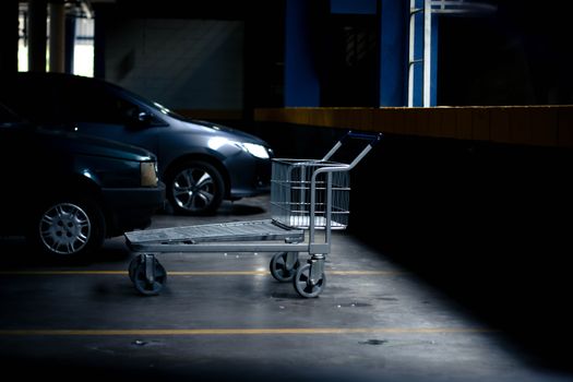 A shopping cart in low light, representing the Dark Matter darknet marketplace